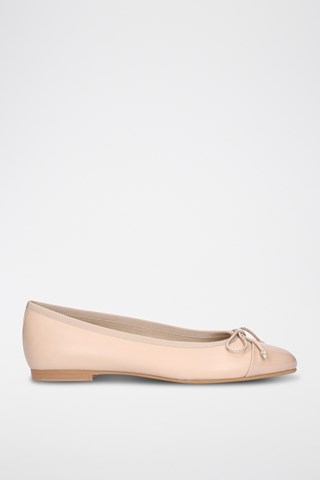 Leren Ballerina's - Beige