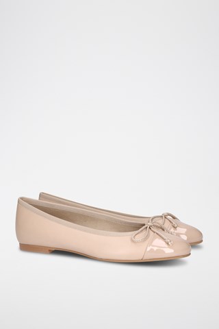 Leren Ballerina's - Beige