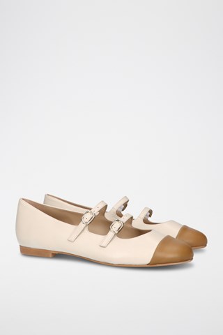 Leren Mary Janes - Beige