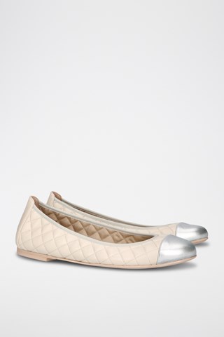 Leren Ballerina's - Beige
