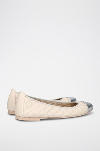 Leren Ballerina's - Beige