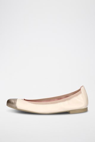 Leren Ballerina's - Beige