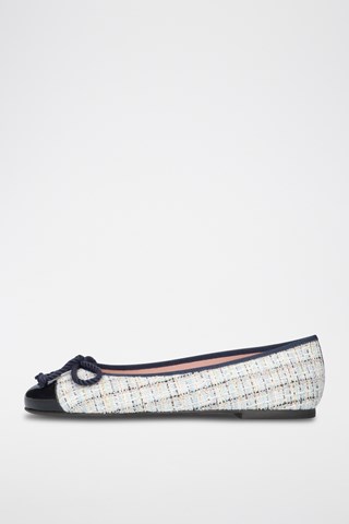 Gelakte Tweed Ballerina's - Wit