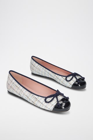 Gelakte Tweed Ballerina's - Wit