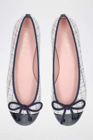 Gelakte Tweed Ballerina's - Wit