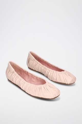 Leren Ballerina's - Beige