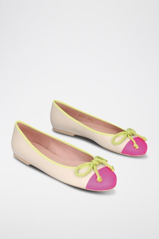 Leren Ballerina's - Beige