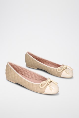 Leren Ballerina's - Beige