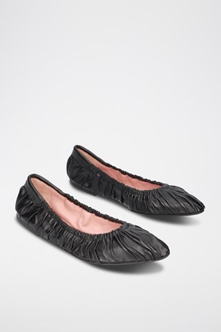 Leren Ballerina's - Zwart