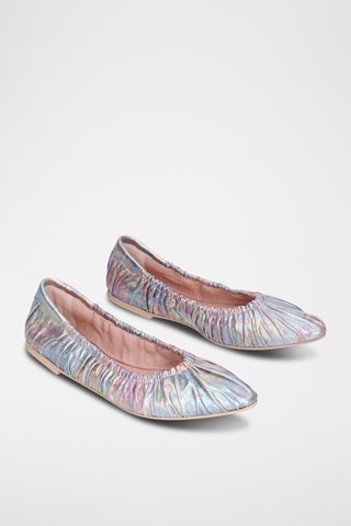 Leren Ballerina's - Zilverkleurig