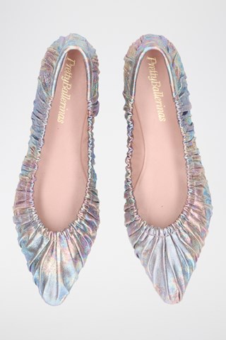 Leren Ballerina's - Zilverkleurig