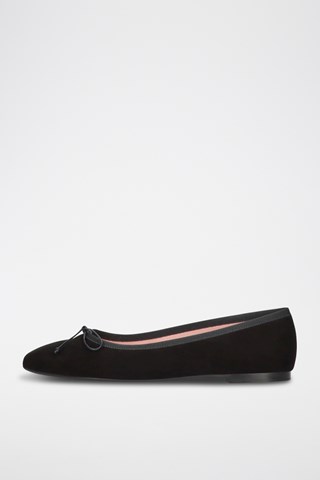 Nubuck Ballerina's - Zwart