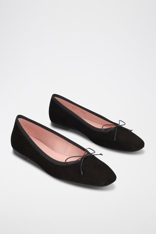 Nubuck Ballerina's - Zwart