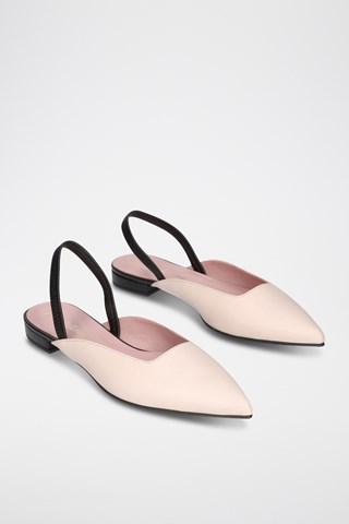 Leren Ballerina's - Beige