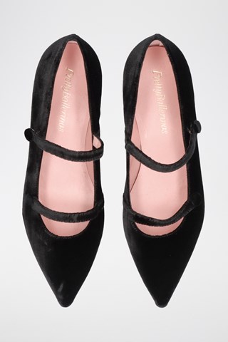 Velours Mary Janes - Zwart