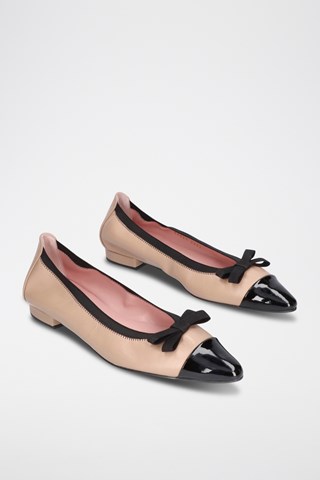 Leren Ballerina's - Beige