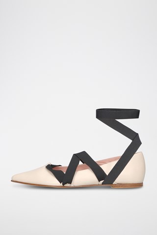 Leren Ballerina's - Beige