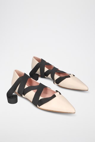 Leren Ballerina's - Beige