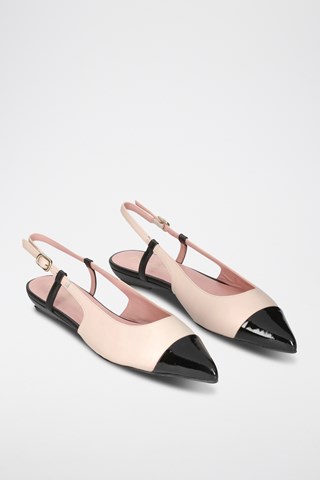 Leren Ballerina's - Beige