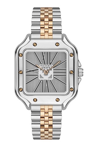 Relógio de quartzo em aço - Prateado e dourado rosa - Frederic Graff