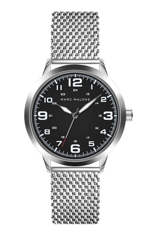 Relógio de quartzo em aço inoxidável - Prateado - Marc Malone
