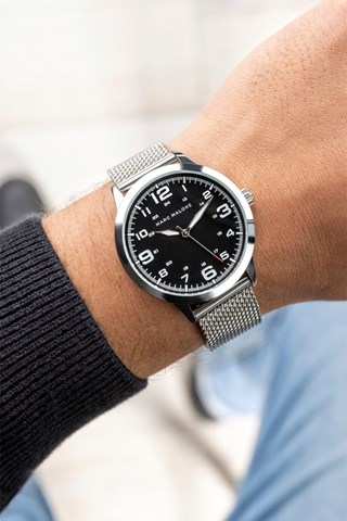 Relógio de quartzo em aço inoxidável - Prateado - Marc Malone