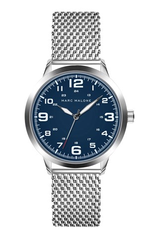 Relógio de quartzo em aço inoxidável - Prateado - Marc Malone