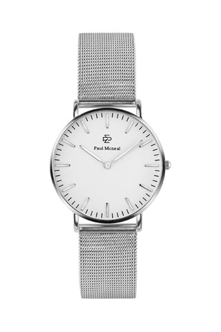 Relógio de quartzo em aço - Prateado e branco - Paul McNeal