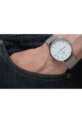 Relógio de quartzo em aço - Prateado e branco - Paul McNeal