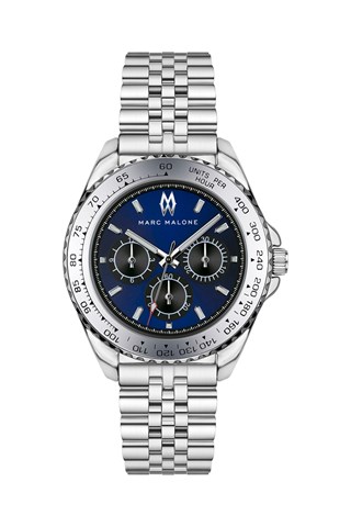 Relógio de quartzo em aço - Prateado e azul