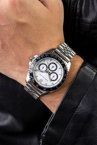 Relógio de quartzo em aço - Prateado e preto