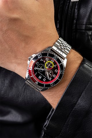 Relógio de quartzo em aço - Prateado e preto