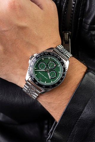 Relógio de quartzo em aço - Prateado e preto