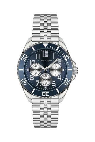 Relógio de quartzo em aço - Prateado e azul