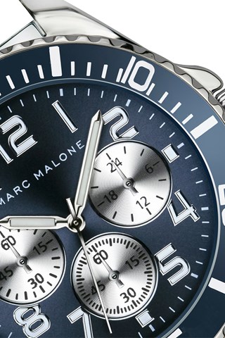 Relógio de quartzo em aço - Prateado e azul