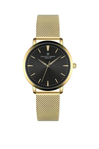 Relógio de quartzo em aço - Dourado e preto - Frederic Graff