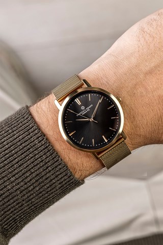 Relógio de quartzo em aço - Dourado e preto - Frederic Graff