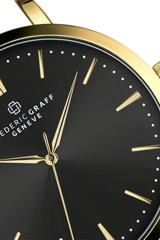 Relógio de quartzo em aço - Dourado e preto - Frederic Graff