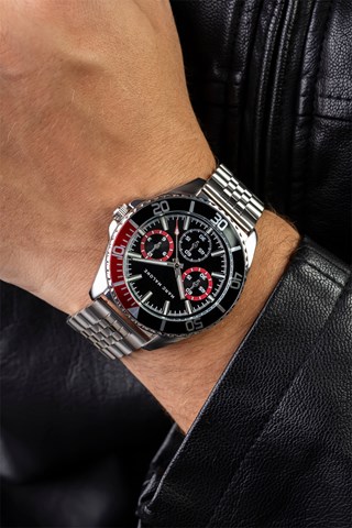 Relógio de quartzo em aço - Prateado e preto