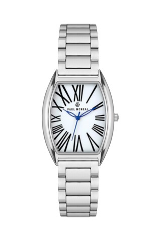 Relógio de quartzo em aço - Prateado e branco