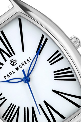 Relógio de quartzo em aço - Prateado e branco