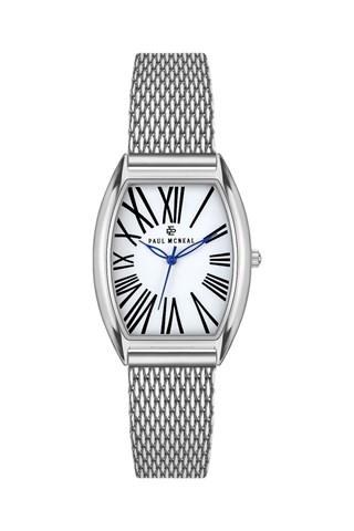 Relógio de quartzo em aço - Prateado e branco