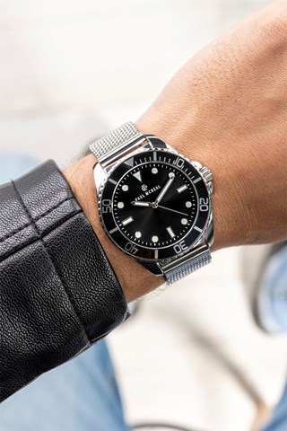 Relógio de quartzo em aço Taquímetro - Prateado e preto - Paul McNeal