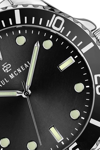 Relógio de quartzo em aço Taquímetro - Prateado e preto - Paul McNeal