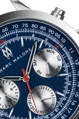 Relógio de quartzo em aço - Prateado e azul-marinho