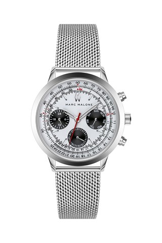 Relógio de quartzo em aço - Prateado e branco