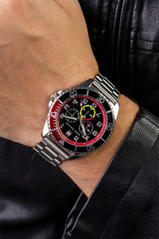 Relógio de quartzo em aço - Prateado e preto