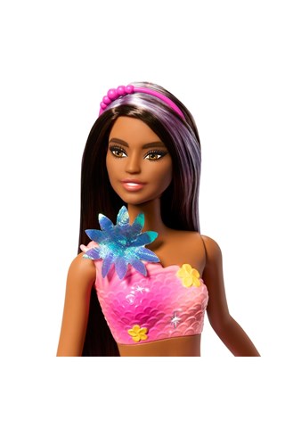 Sirène Fleur Magique Poupée aux longs cheveux bruns Barbie - Dès 36 mois