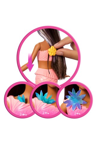 Sirène Fleur Magique Poupée aux longs cheveux bruns Barbie - Dès 36 mois