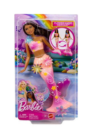 Sirène Fleur Magique Poupée aux longs cheveux bruns Barbie - Dès 36 mois